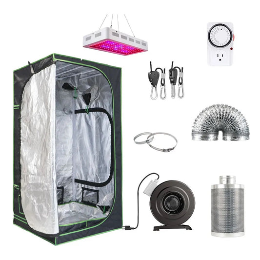 Growbox Komplettset LED für 3 Pflanzen 60x60x160cm